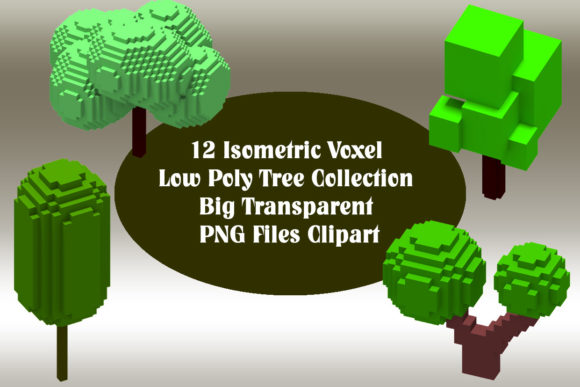 12 Isometric Voxel Trees PNG Clipart: The Ultimate Resource for Digital Art and Branding