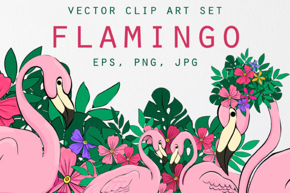 Cute Cartoon Flamingos: A Creative Vector Set for Designers