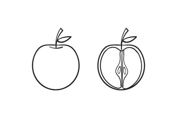 Doodle Apple Fruit: A Hand-Drawn Line Art Style