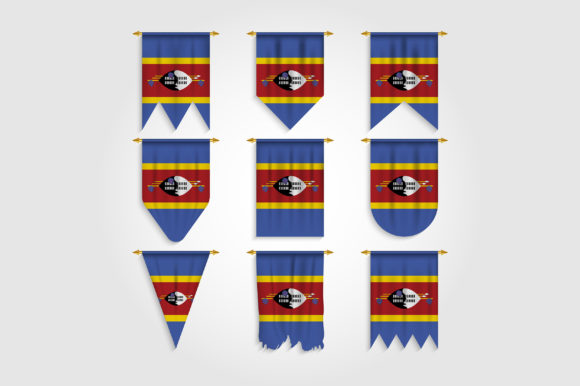 Eswatini Flag in Different Shapes for Creative Projects