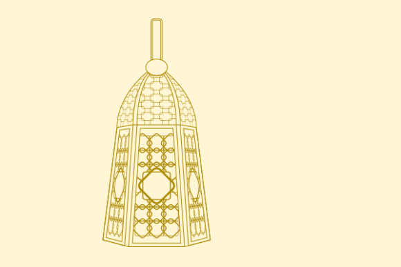 Hanging Arabian Lamp in Outline Style