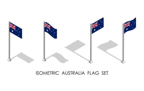 Isometric Flag of AUSTRALIA in Static Po