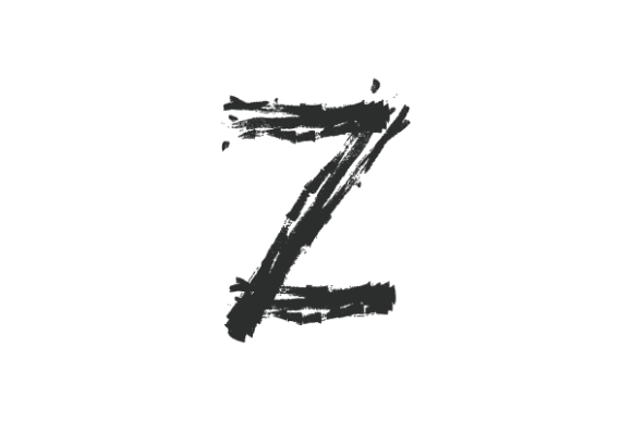 Letter Z Hand Drawn Brush Watercolor