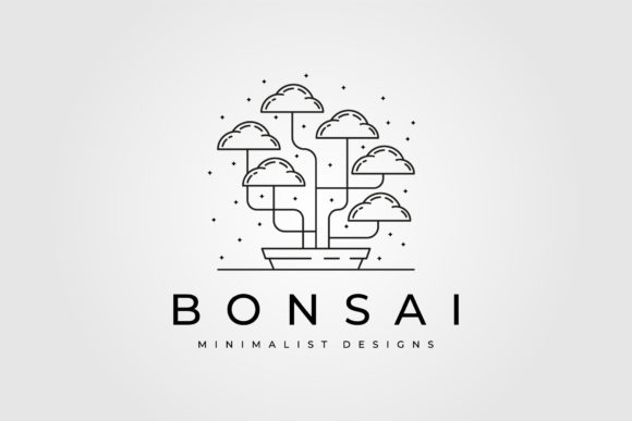Line Art Bonsai Tree Icon Logo Vector