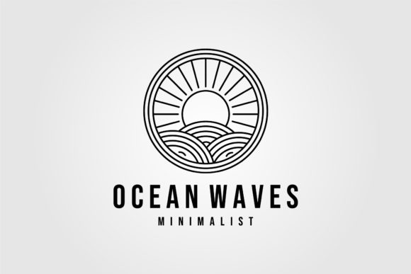 Ocean Waves Line Art Logo Vector Design