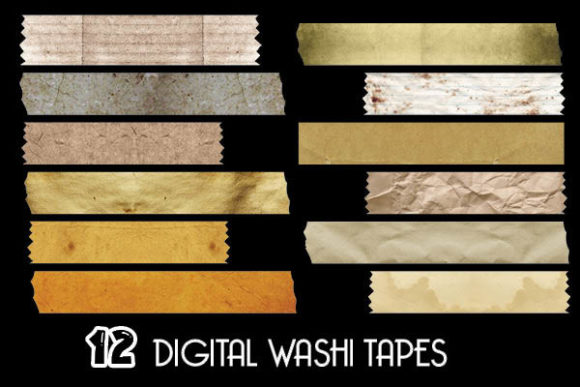 Old Paper Washi Tapes Patterns: 12 Textures for Creative Projects