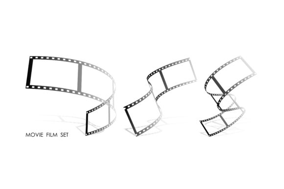 Set of Movie Film Ribbons. Narrow Strips
