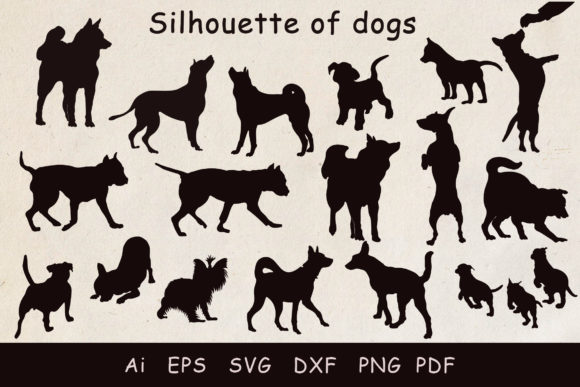 Silhouettes of Dogs and Puppies