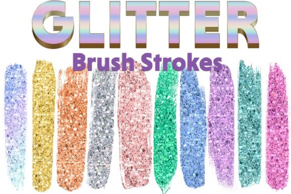 Ten Pastel Chunky Glitter Paint Strokes