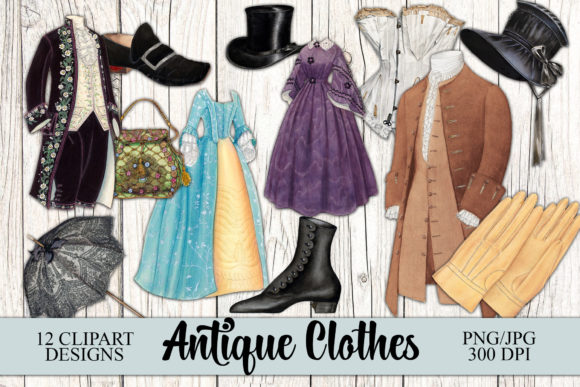 Vintage Antique Clothes Clipart: Bringing Historical Charm to Modern Projects